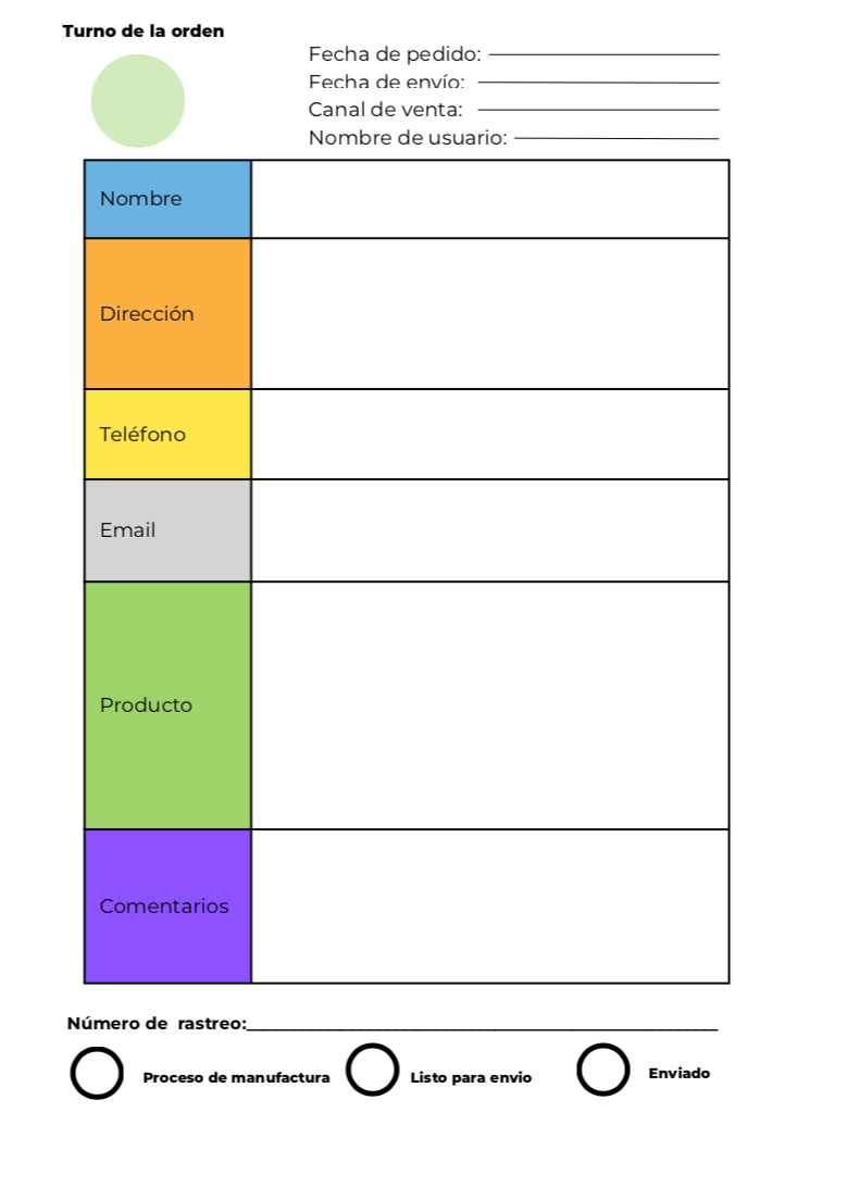 Plantilla: Hojas de órdenes con envio (pequeños negocios) Descarga digital